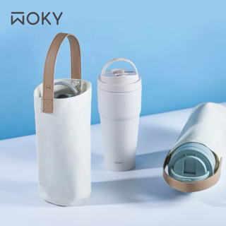 【WOKY 沃廚 全新】重磅防水帆布隨行杯袋 渾圓杯專用