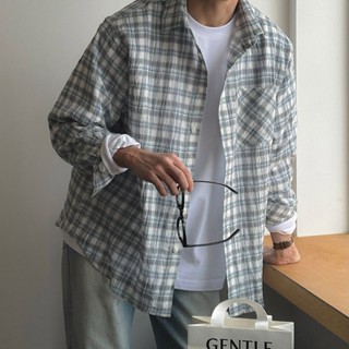 正韓簡約休閒舒適輕薄格紋長袖襯衫 2色 YUPPIE 預購商品 0224