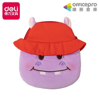 得力Deli 黃油小熊 毛絨零錢包/HY705/紫河馬/150x150x15mm ｜Officepro總務倉庫