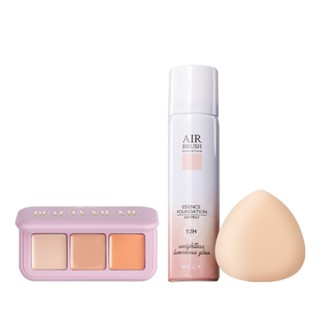 MKUP 美咖【新品上市】美肌修修三色遮瑕盤+空氣感精華粉底液SPF19★★★★+彈力氣墊粉撲｜MKUP美咖官方旗艦館