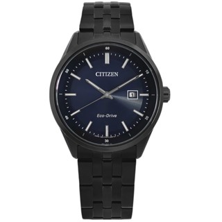 CITIZEN / 亞洲限定款 光動能 藍寶石水晶玻璃 日期 不鏽鋼手錶 藍x鍍黑 / BM7567-50L /41mm