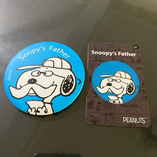 史努比徽章 別針 徽章+小卡 人物徽章 7-11 Snoopy’s Father #57賣場15