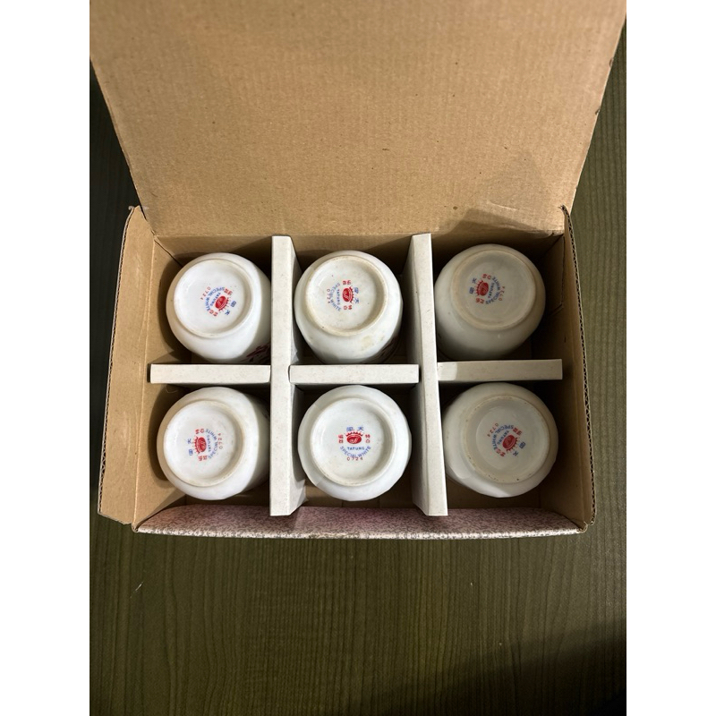 (全新) 大同特白瓷器 彩林組 早期茶杯 花朵圖案 禮物 瓷杯 大同瓷器奉茶杯 復古茶杯 久放未使用 一組6個