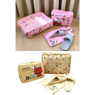 ♥小花花日本精品♥Hello Kitty 史努比 旅行收納三件組 旅行組 收納袋 鞋袋 衣物袋 分裝袋 旅行袋~7