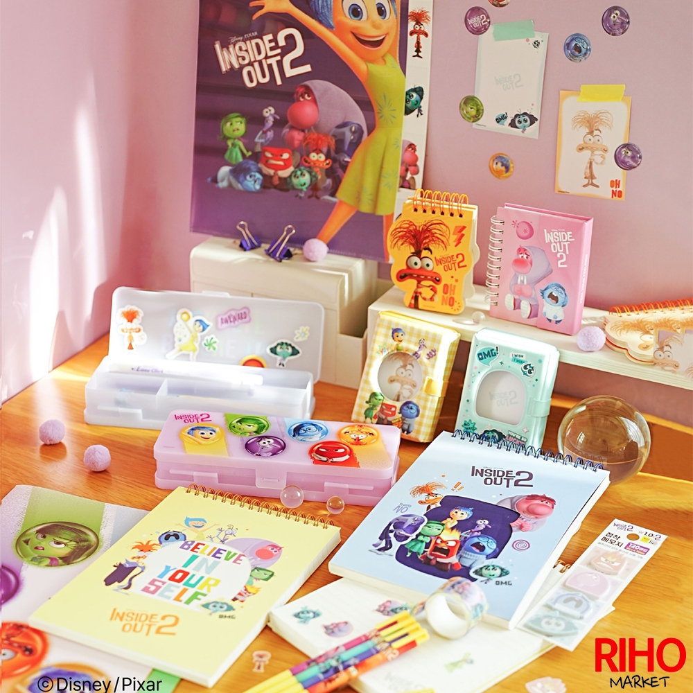 韓國大創 Daiso 腦筋急轉彎2 週邊 文具 筆記本 筆袋 收納包 束口袋 原子筆 便條紙 貼紙 A4文件夾 鉛筆盒