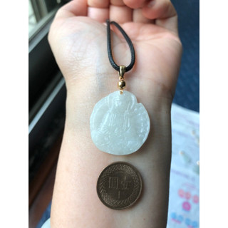 緬甸玉天然A貨翡翠玉墜 糯冰種 白冰 白色 觀音 觀世音 觀音菩薩