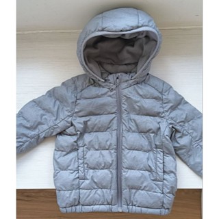 (二手)Uniqlo Baby連帽羽絨外套 小童鋪棉外套 帽可拆 太空灰 90cm/13kg