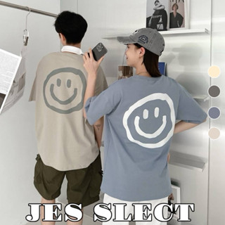 【JES】 韓國 質感 微笑 笑臉 塗鴉 印花 親膚 透氣 百搭 潮流 情侶 寬鬆 短袖 上衣 短T