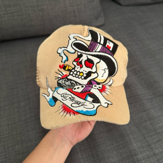 Ed hardy 2k 卡其 骷髏 帽 帽子 網帽 老帽 卡車帽 刺繡 刺青 vintage 克羅心 heart ch