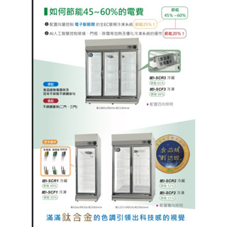 《祥順餐飲裝置》得意變頻商用雙門冰箱/雙門玻璃冷藏變頻冰箱/商用變頻冷藏冰箱/營業用變頻玻璃冷藏冰箱