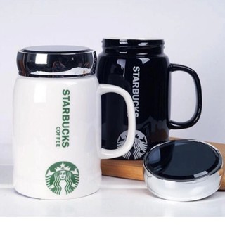 Starbucks 星巴克馬克杯 黑白色釉鏡面 陶瓷杯 馬克杯 韓國 星巴克杯子 咖啡杯環保 保溫杯 代購 大容量辦公杯