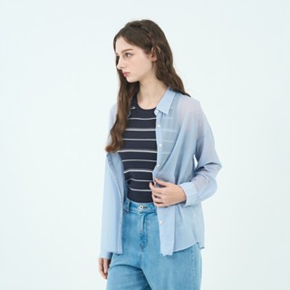 GIORDANO 女裝垂感透膚襯衫 Blue Classics系列 05345007