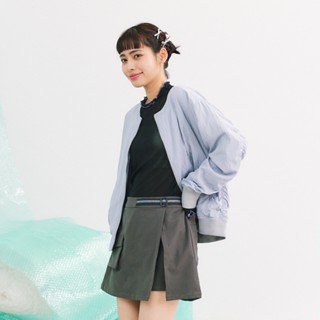 【Dailo】袖抽皺造型夾克長袖外套 藍 卡