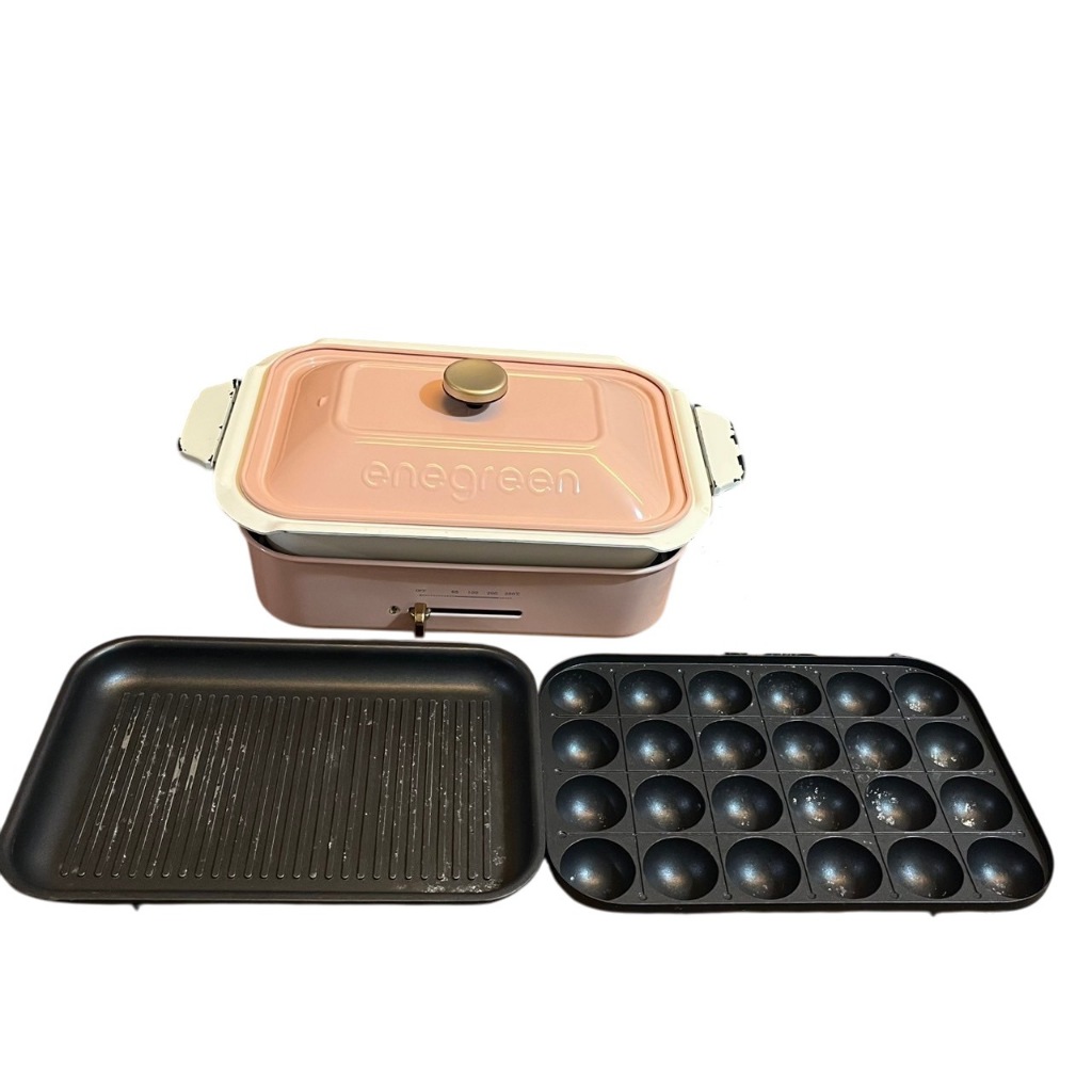 ❮二手❯ enegreen 綠恩家 日式多功能電烤爐 粉紅色 KHP-770TP 電火鍋 章魚燒機 鐵板燒 烤盤