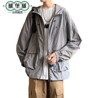 【臺灣現貨】夏季防曬服 冰絲連帽透氣防曬衣 夏天外套 防曬外套 騎車外套 多口袋工裝薄外套 冰絲外套 抗UV透氣外套