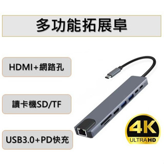 【現貨】4K畫質HDMI轉接 Type C轉接器 USB Hub 網路 讀卡機 Mac筆電 PD快充 支援SWITCH