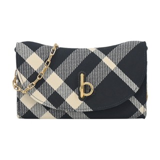 BURBERRY Rocking Horse 新款格紋帆布鏈帶翻蓋斜背包(平佈白)｜JS Maxx官方旗艦館