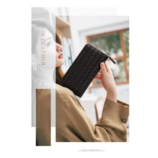 2R『限量NG』原價$1380 【全新】細呢鬆軟羊皮 Voyage 寬編織拉鍊長夾-黑 🌍下殺５折起