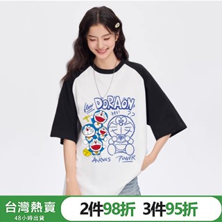 【潮牌小T CJ019】哆啦A夢 oversize 寬鬆上衣 短袖 T恤 短袖上衣 短袖T恤 夏天衣服 設計感上衣