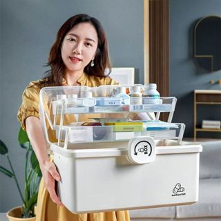 🔥超熱賣 家庭備用醫藥箱 階梯式多層 加大容量 藥品 收納 急救 藥箱包紮醫療收納盒家庭裝收納箱