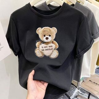 胖胖美依女裝上衣T恤 大學T 短袖上衣 M-4XL新款正肩純棉薄短袖T恤寬鬆休閒時尚百搭上衣夏季-3337.