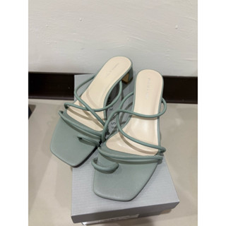 [二手］charles & keith 細帶高跟拖鞋 涼鞋 尺寸39（附鞋盒）