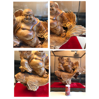 彌勒財神吉祥招財香樟木雕