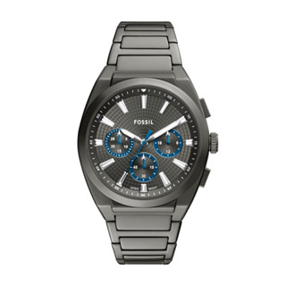 FOSSIL Everett 美式黑鋼三眼計時手錶 44MM FS6106