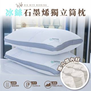 大老婆寢具【天絲石墨烯獨立筒枕】枕 枕芯 獨立筒枕頭 護頸枕 高枕頭 午睡枕 透氣枕頭 低枕 石墨烯枕頭 飯店枕頭 枕頭