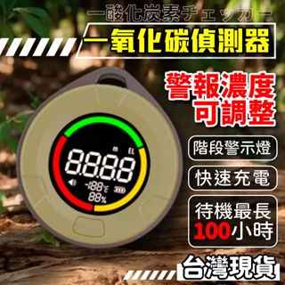 (送掛繩+充電線+收納袋)一氧化碳偵測器 一氧化碳偵測警報器 露營警報器 瓦斯警報器 火災警報