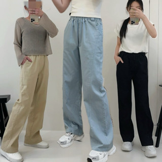 8021 韓國熱銷百搭修身 3D剪裁彈力長腿寬褲 夏日聖品 休閒時尚必備寬褲系列 彈力好穿 圓弧設計 超修身