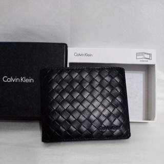 Calvin Klein CK專櫃正品 美國製造 菱格紋 真皮 短夾 卡夾