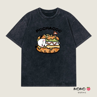 【MOMO】純棉T恤 帕恰狗 做舊短袖 水洗t恤 oversize 卡通印花t恤 大尺碼女裝 顯瘦 t-shirt三麗鷗