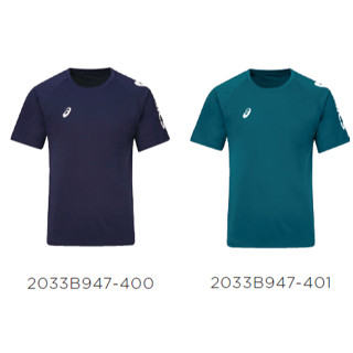 {大學城體育用品社} ASICS 男 短袖上衣 2033B947-401綠 2033B947-400藏青藍