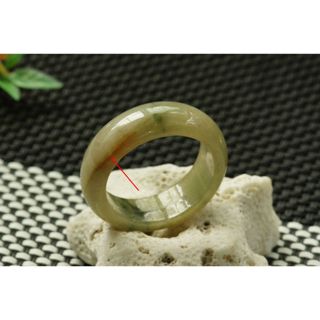 特價U3798玉戒指❀21# 翡翠玉A貨水潤淡黃綠飄花寬版戒圈指環戒子【緬甸玉翠軒】玉首飾品 男女款式