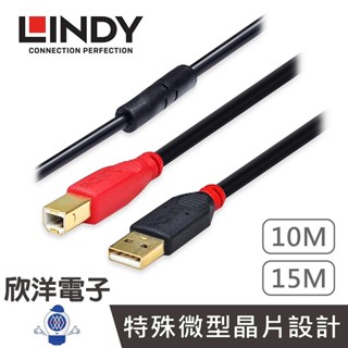 LINDY臺中旗艦店 USB延長線 A to B 主動式USB 2.0 A公 轉 B公 延長線(42761) 10公尺