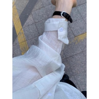赤道少女 長袖襯衫 春秋 薄款外套 oversize 寬鬆上衣 長袖上衣 外套女 襯衣 防曬衫 設計感上衣 休閒上衣