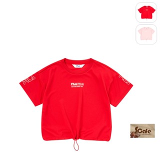 【FILA】KIDS 女童款 吸濕排汗 圓領短袖上衣-紅色 5TEY-4313-RD
