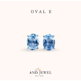 [安珠] 託帕石 藍色 瑞士藍 橢圓 6*8mm 耳環 經典系列 Oval E 寶石銀飾 AND JEWEL