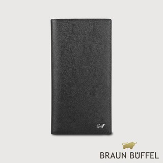 【BRAUN BUFFEL】山系列 14卡兩折長夾-黑色(德國小金牛台灣總代理)/BF398-621-BK