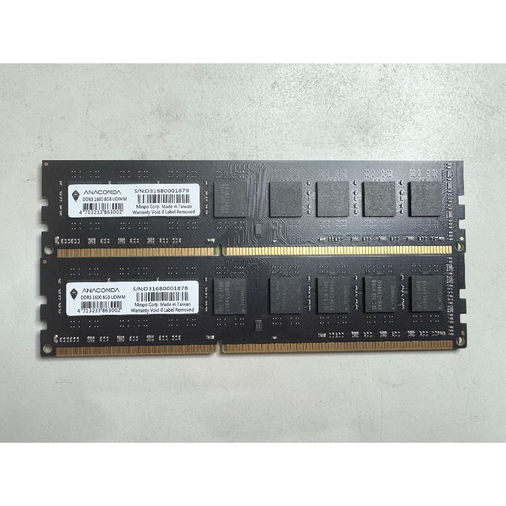 知飾家 二手良品 ANACOMDA 巨蟒 DDR3 1600 8G*2 記憶體