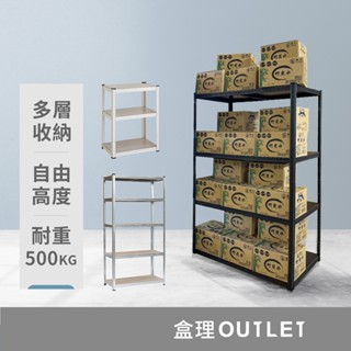 現貨 耐重置物鐵層架 黑色/白色 多層規格 免螺絲角鋼架 收納架 書櫃 工業風展示架子 貨架 盒理OUTLET