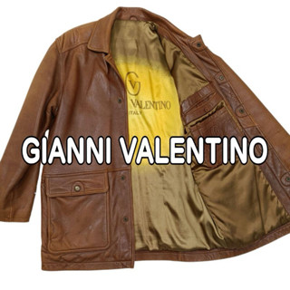 GIANNI VALENTINO 小羊皮排扣拉鍊翻領夾克 皮衣外套