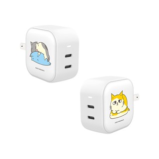 【TOYSELECT】黃阿瑪柚子與小藍甜睡GaN 45W Type-C雙孔充電頭