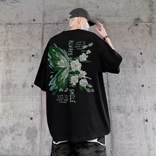 👍短袖 t恤 100%純棉上衣 休閒寬鬆上衣 創意蝴蝶印花 6XL 大尺碼短袖 130公斤可穿 時尚設計感上衣 兔貳壹