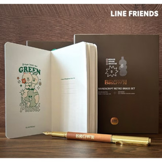 [書本熊]"IWI手稿黃銅版鋼筆+再生皮革筆記本禮盒組(LINE FRIENDS 授權系列)4711517910930<書本熊書屋>