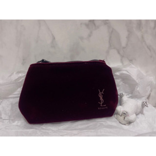~全新~ YSL 訂製酒紅化妝包 ❤️‍🔥 聖羅蘭 酒紅 絨布 零錢包 收納 小零錢包 化妝包 迷你 可愛 精緻 酒紅色