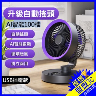 【臺灣現貨｜風力超強｜擺頭風扇】100段風扇 搖頭風扇 USB插電款 USB風扇 桌面風扇 電風扇 循環扇 風扇
