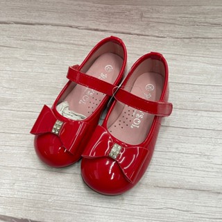 ［出清品］[ 展示品 ]《布布童鞋》臺灣製喜洋洋貴氣蝴蝶結亮面紅色兒童公主鞋