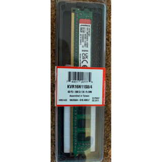 金士頓 盒裝新品 KVR16N11S8/4 DDR3-1600 4GB 桌上型記憶體